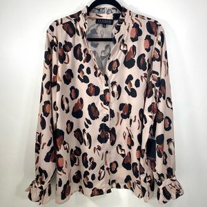 Eloquii Blush Pink Bold Leopard Animal Print Sexy Statement Blouse Party Top 24